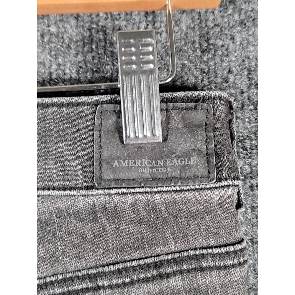 American Eagle Hi-Rise Crop Flare Super Stretch Button Fly Jeans Size 6 Gray